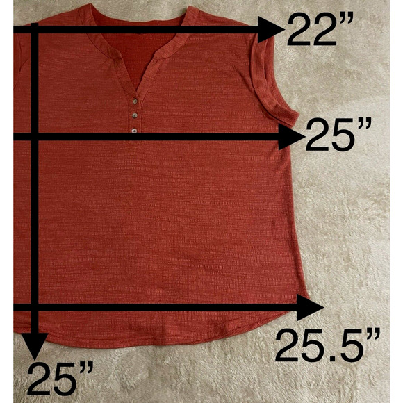 Jane & Delancey Women's Blouse Top Garment Dye Short Sleeve Rayon Size XL Rust - Picture 6 of 6